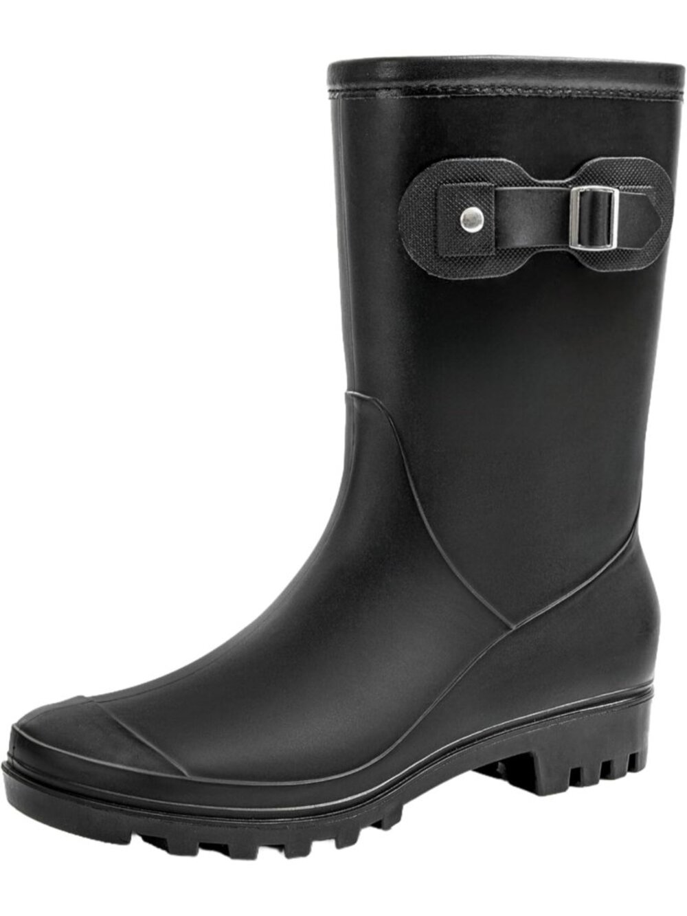 Women's Black Mid Calf Rain Boots Waterproof Anti-slipping Rainboots Rain Shoes